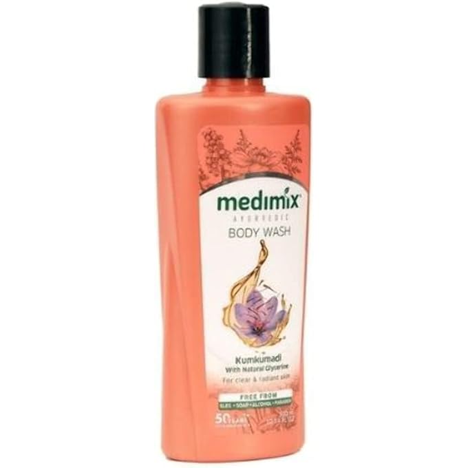 Medimix Kumkumadi Body Wash with Natural Glycerine - For Clear & Radiant Skin - Free from SLES, Soap, Alcohol & Paraben- Improves Skin Moisture & Texture - 300 ml